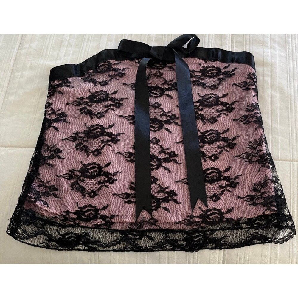 Children's Vintage Un Deux Trois Collection Strapless Pink & Black Lace Top